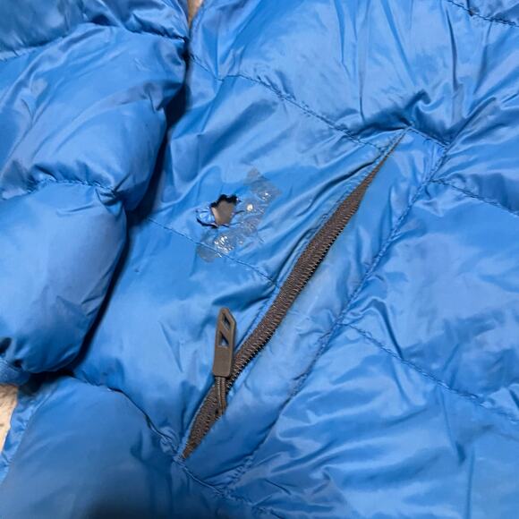 Trespass Down Jacket Mens XXL Quilted Coat Blue Hooded Stormer **flaw - Picture 2 of 11